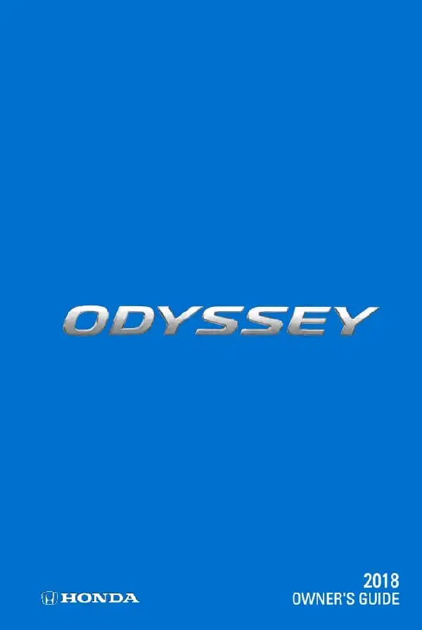Honda Odyssey 2018 MY. Owner&#39;s Guide