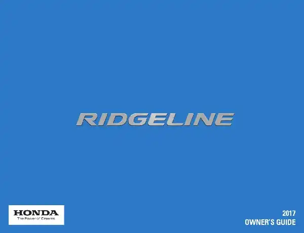 Honda Ridgeline 2017 MY. Owner&#39;s Guide