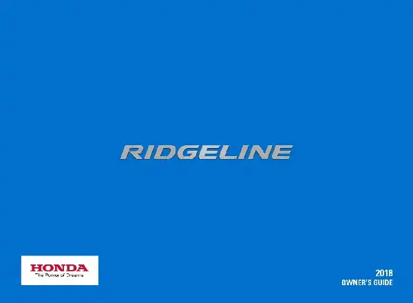 Honda Ridgeline 2018 MY. Owner&#39;s Guide