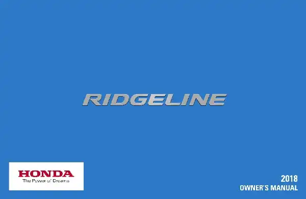 Honda Ridgeline 2018 MY. Owner&#39;s Manual