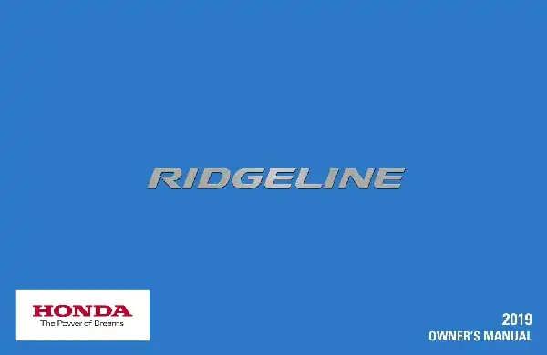 Honda Ridgeline 2019 MY. Owner&#39;s Manual