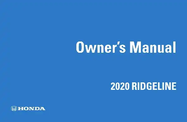 Honda Ridgeline 2020 MY. Owner&#39;s Manual
