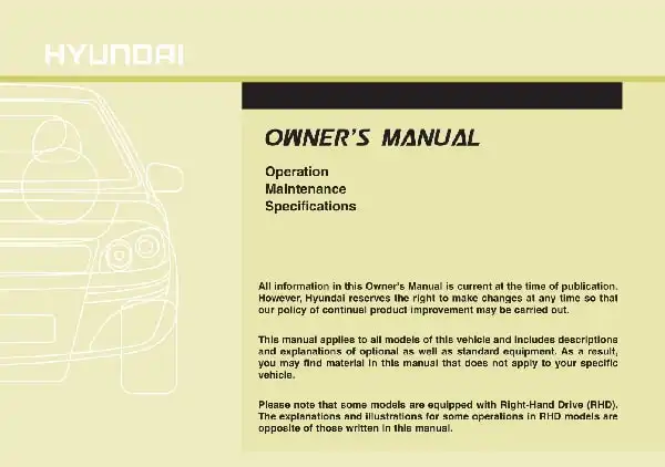 Hyundai Accent 2013 MY. Owner&#39;s Manual