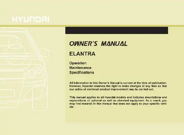 Hyundai Elantra 2010 MY. Owner&#39;s Manual