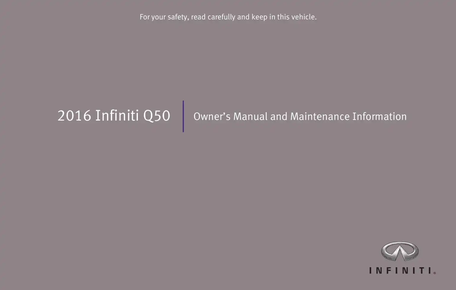 Infiniti Q50 2016 MY. Owner&#39;s Manual