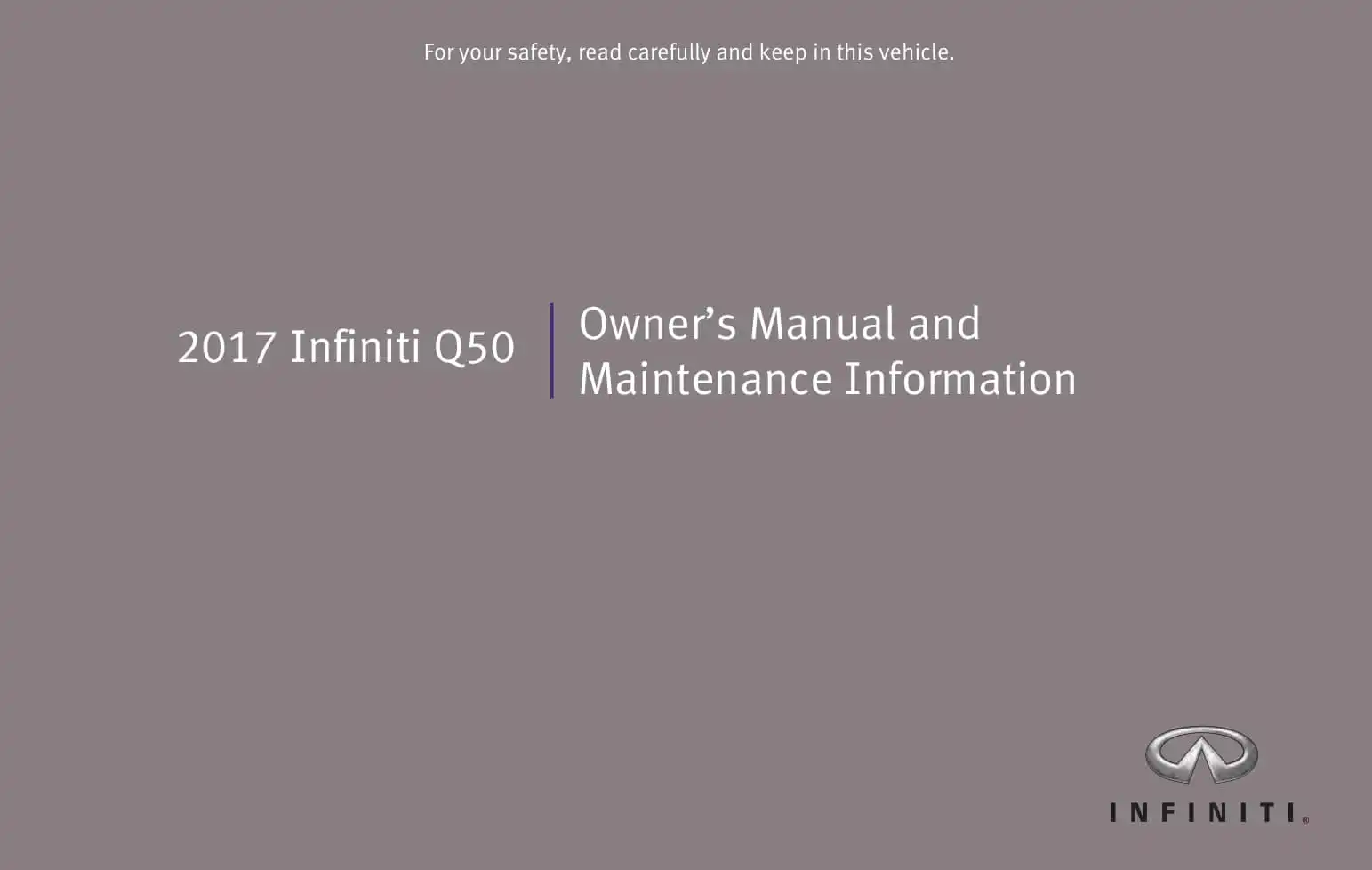 Infiniti Q50 2017 MY. Owner&#39;s Manual