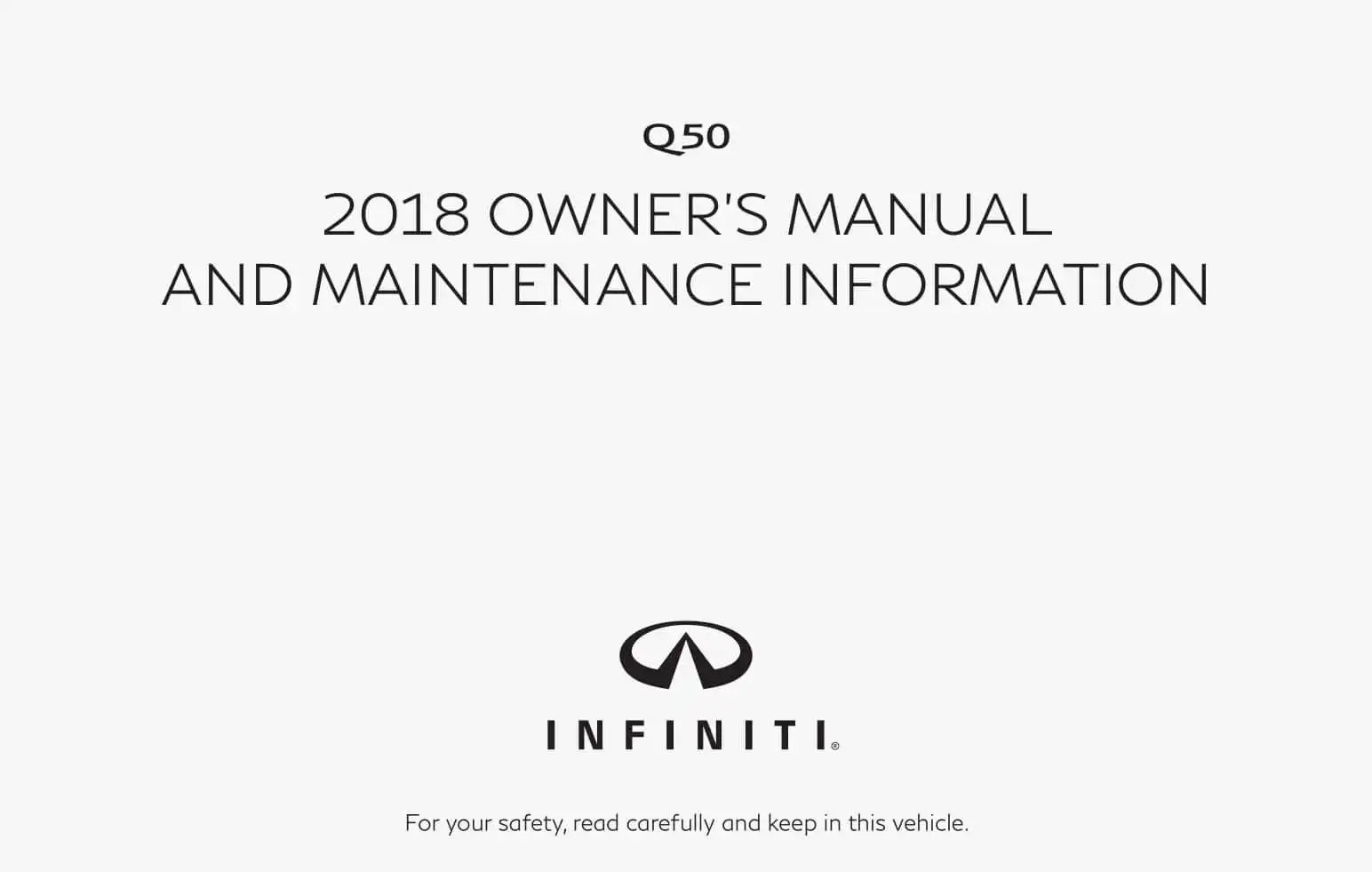 Infiniti Q50 2018 MY. Owner&#39;s Manual