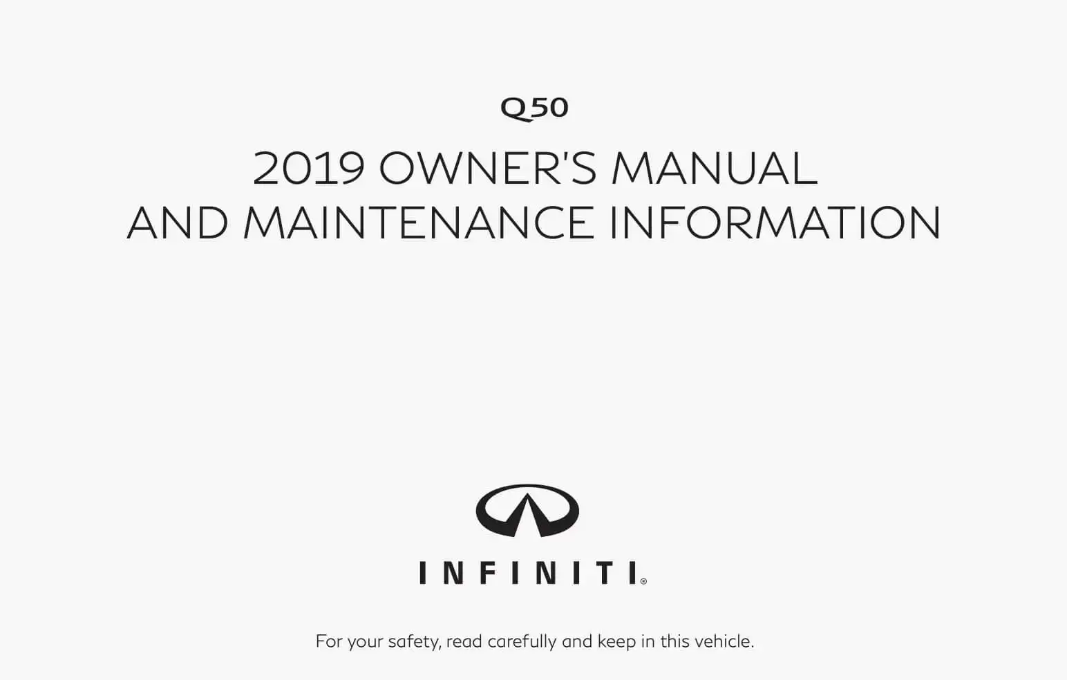 Infiniti Q50 2019 MY. Owner&#39;s Manual