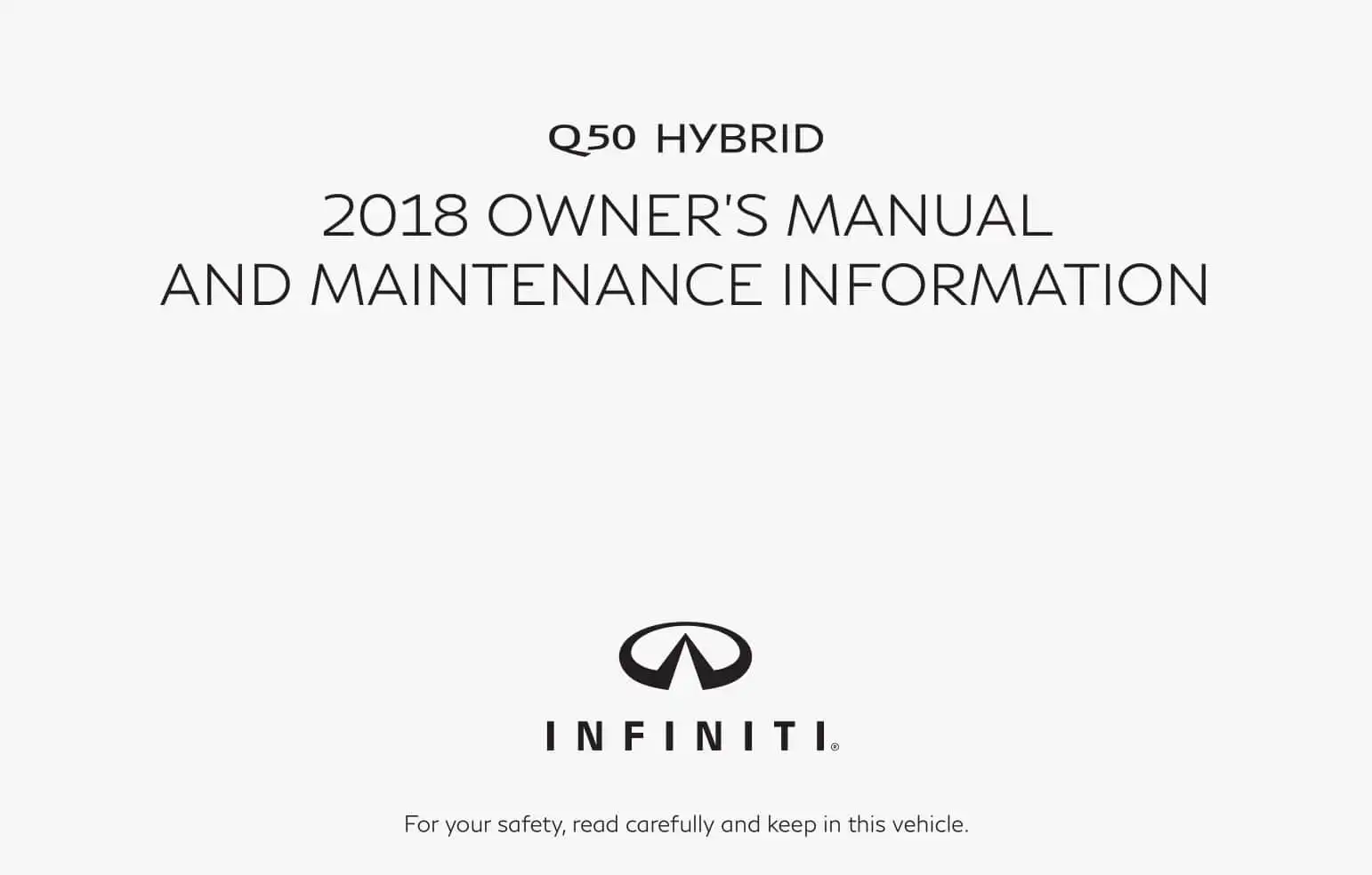 Infiniti Q50 Hybrid 2018 MY. Owner&#39;s Manual