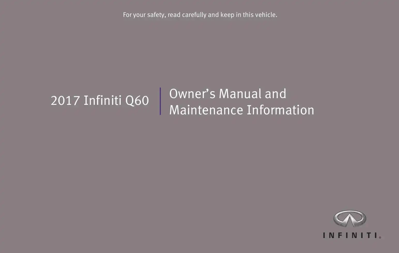 Infiniti Q60 Coupe 2017 MY. Owner&#39;s Manual