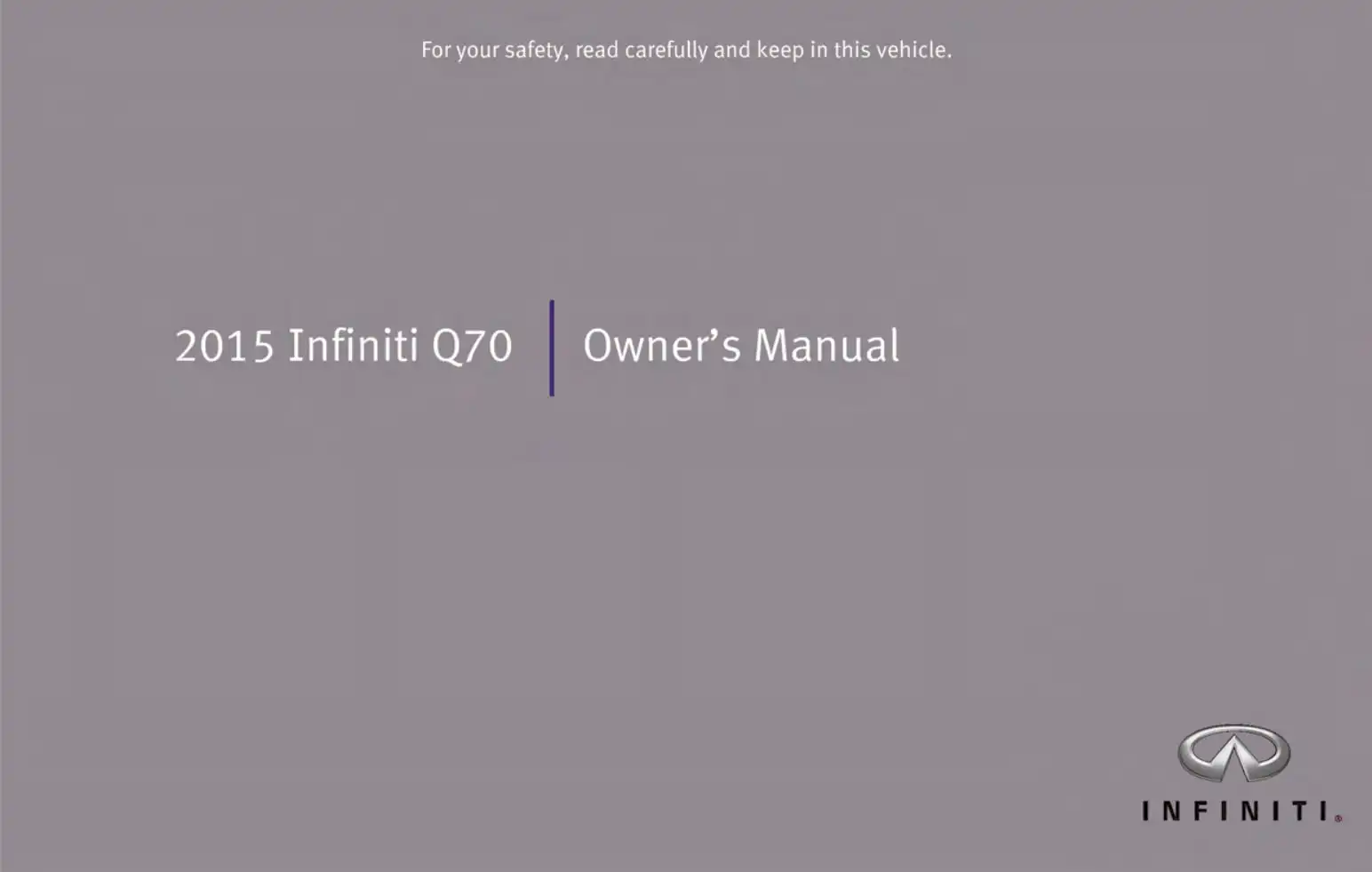 Infiniti Q70 2015 MY. Owner&#39;s Manual