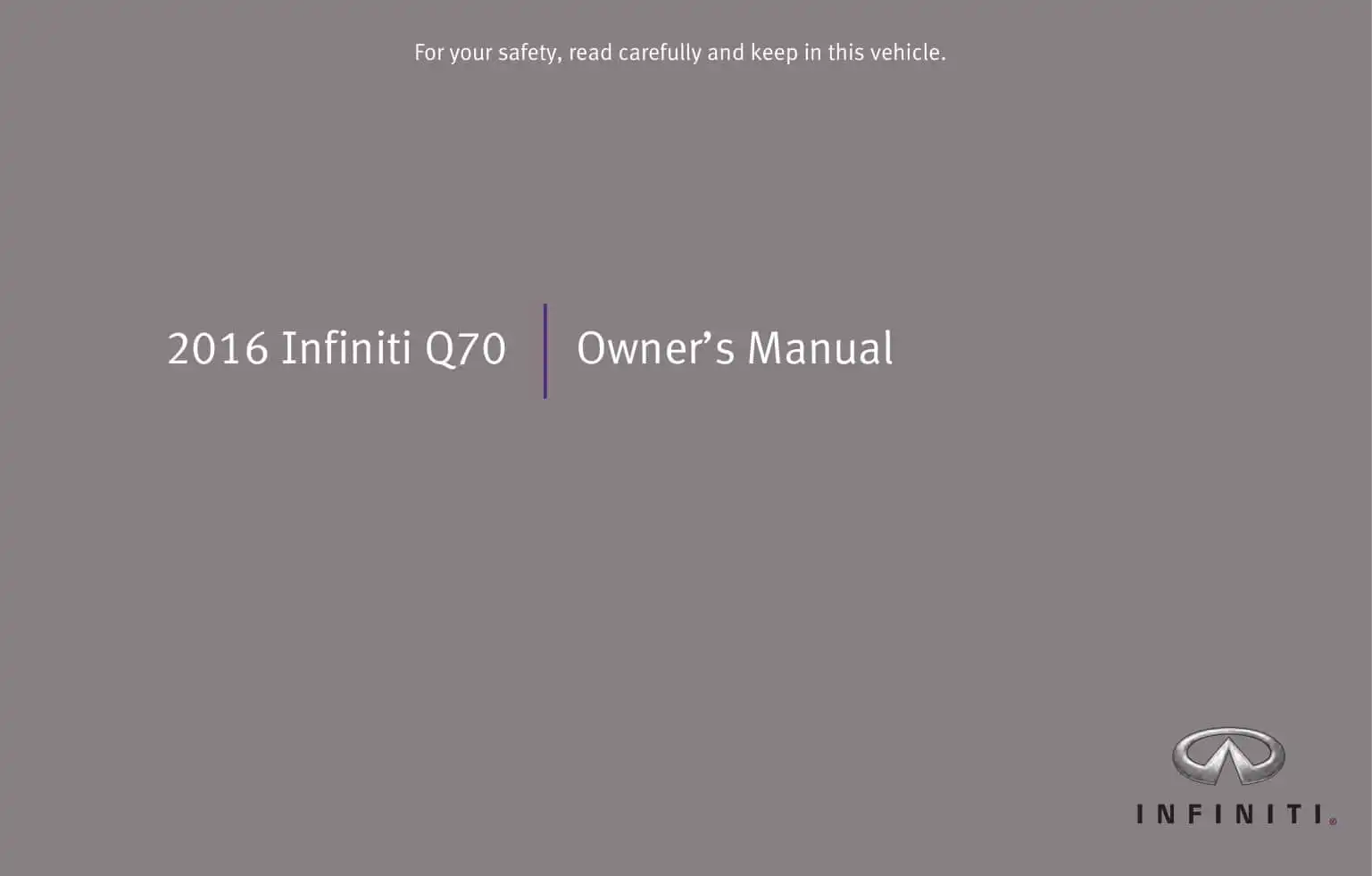 Infiniti Q70 2016 MY. Owner&#39;s Manual