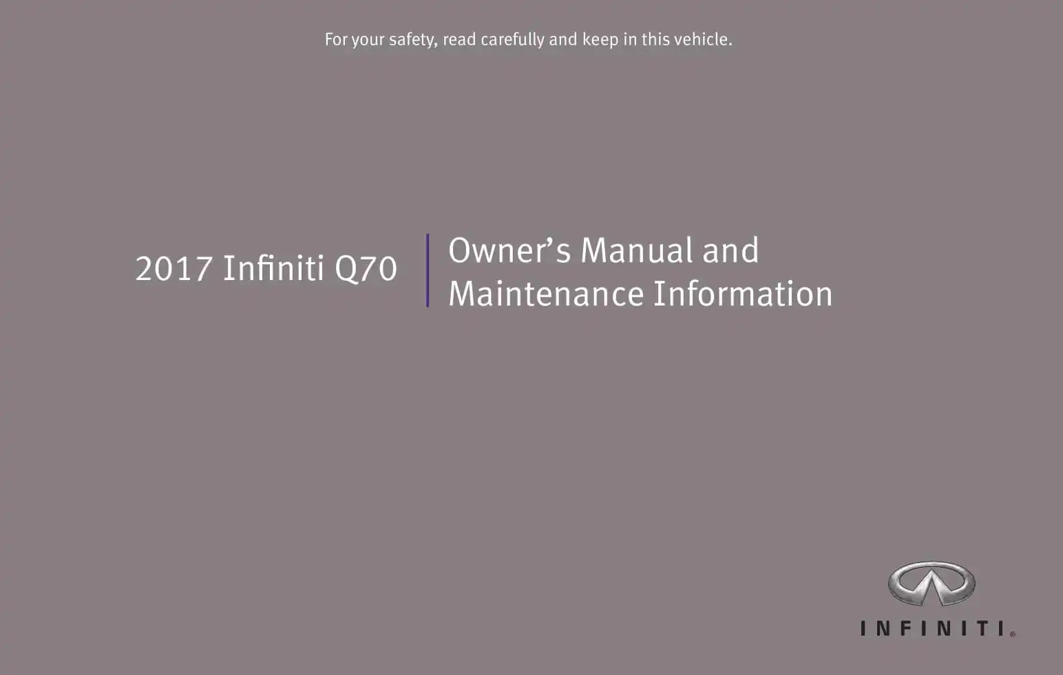 Infiniti Q70 2017 MY. Owner&#39;s Manual