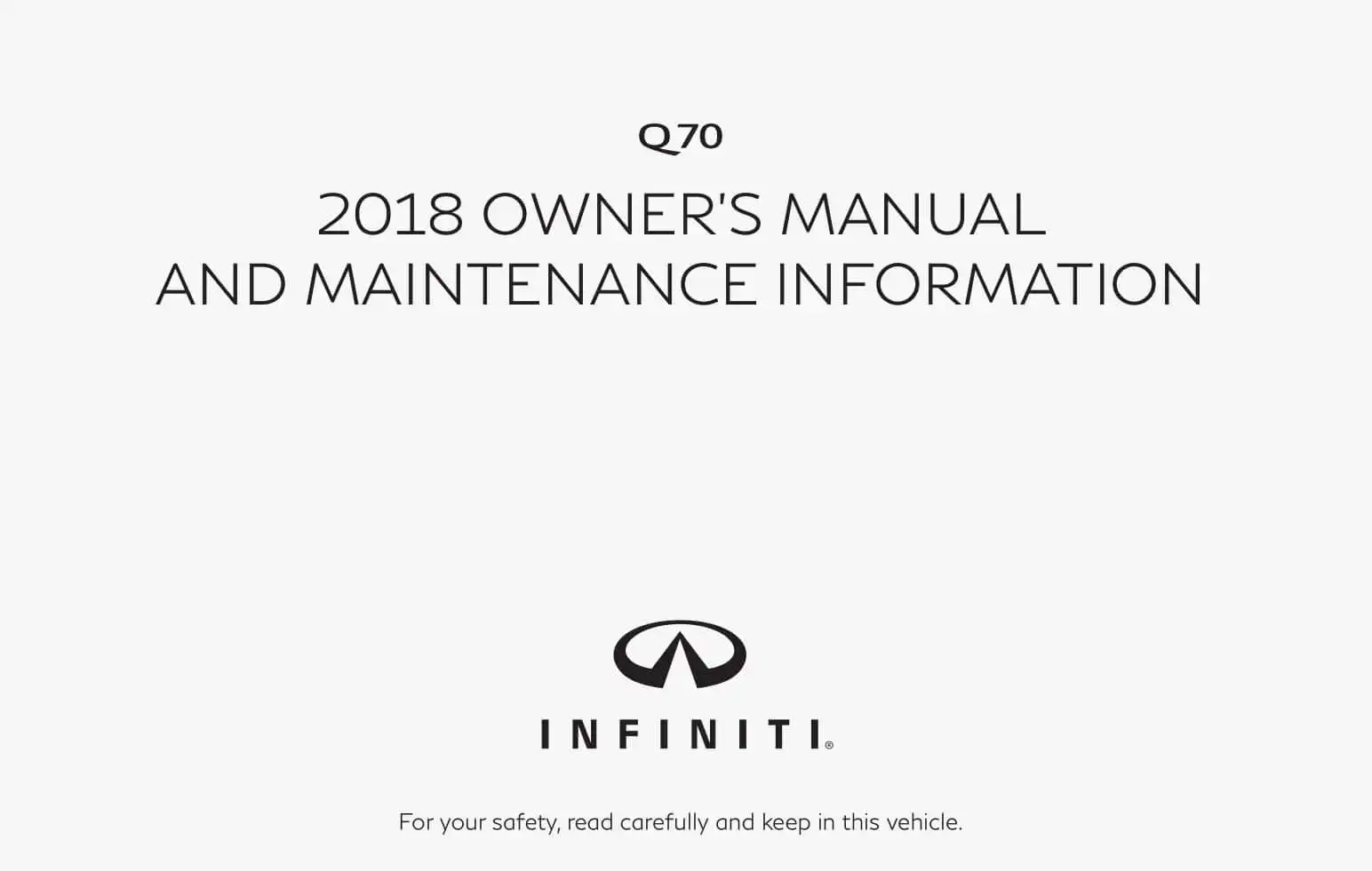 Infiniti Q70 2018 MY. Owner&#39;s Manual