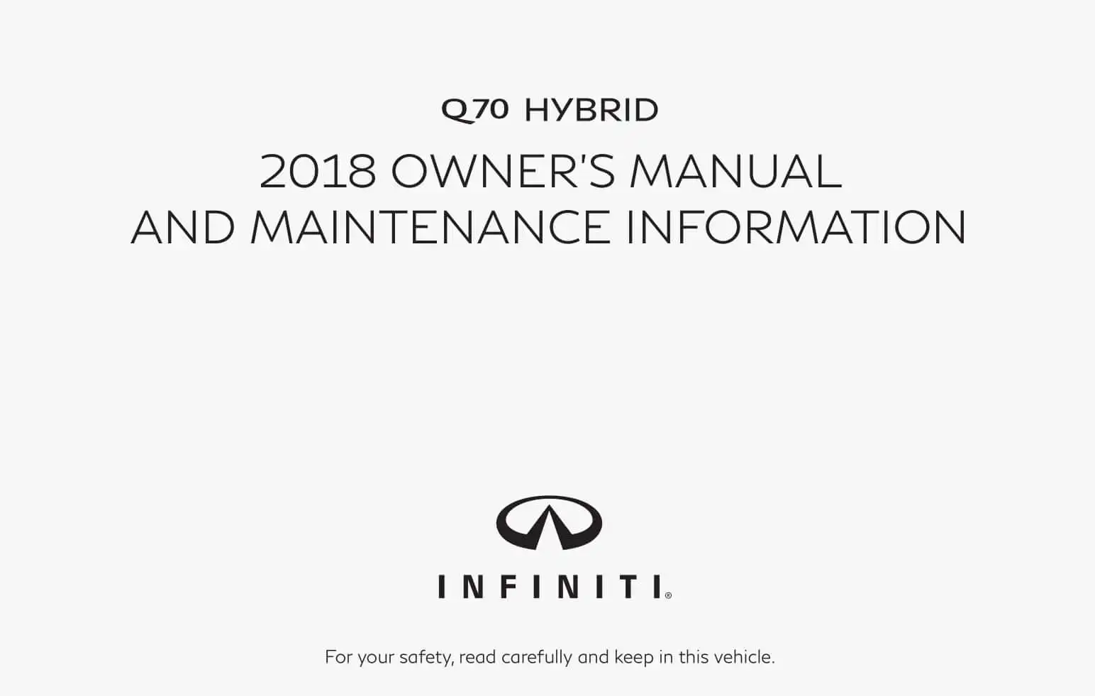 Infiniti Q70 Hybrid 2018 MY. Owner&#39;s Manual