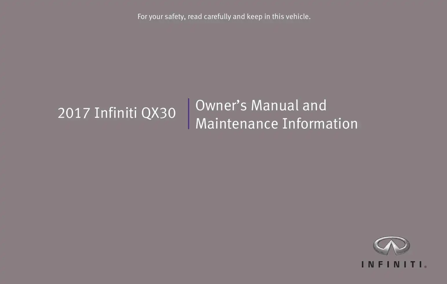Infiniti QX30 2017 MY. Owner&#39;s Manual