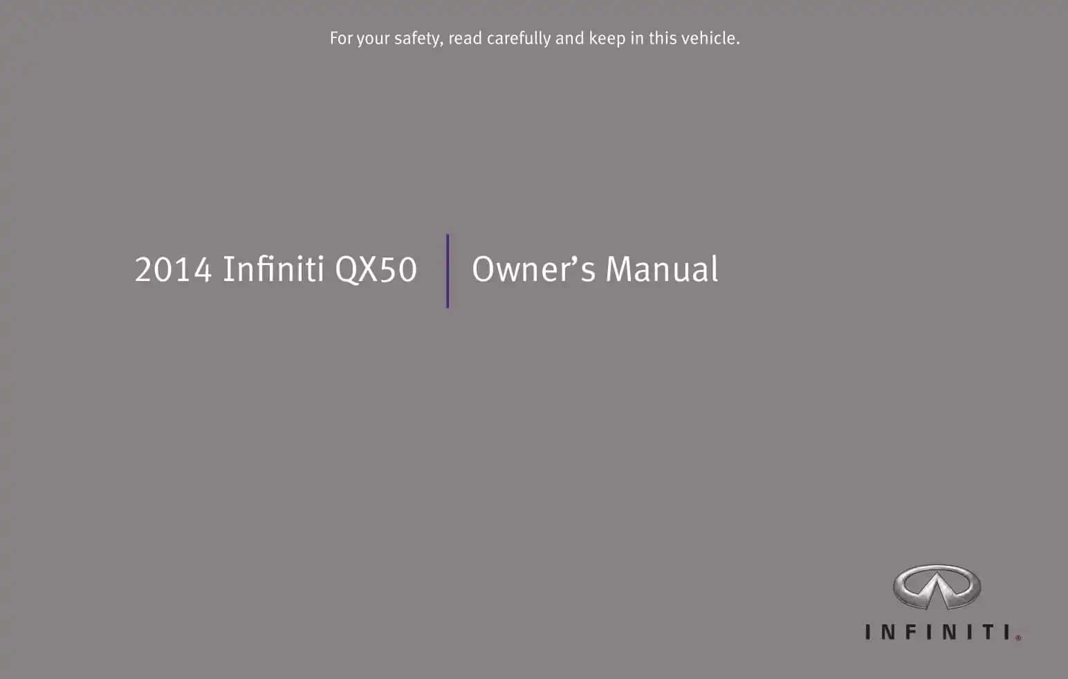 Infiniti QX50 2014 MY. Owner&#39;s Manual