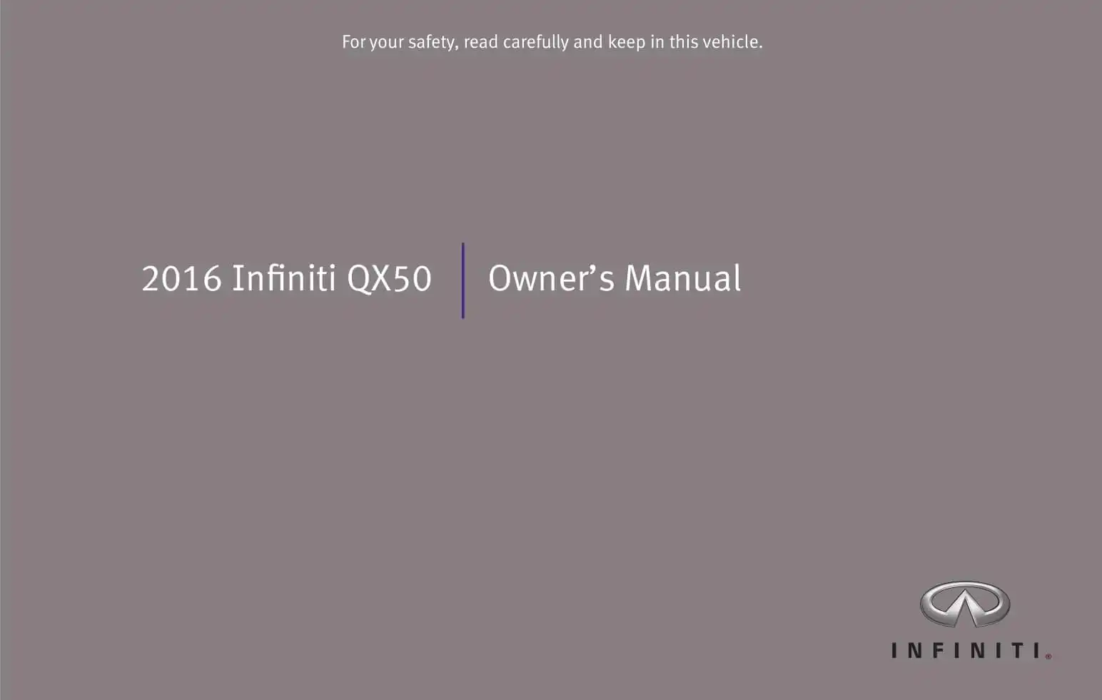 Infiniti QX50 2016 MY. Owner&#39;s Manual