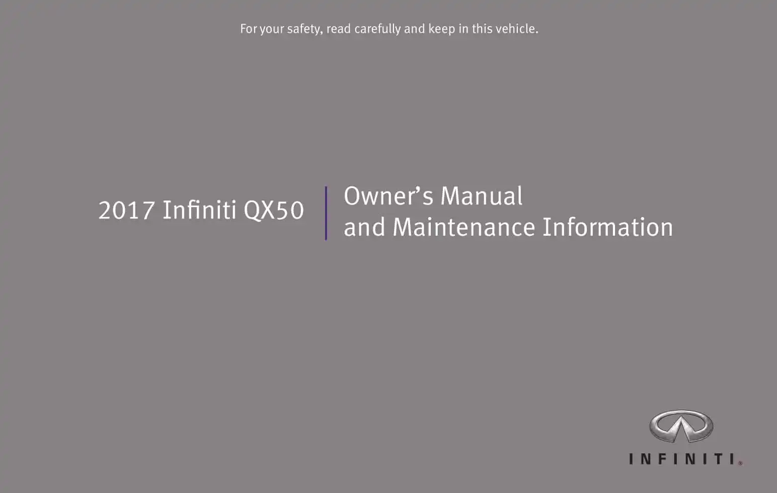 Infiniti QX50 2017 MY. Owner&#39;s Manual
