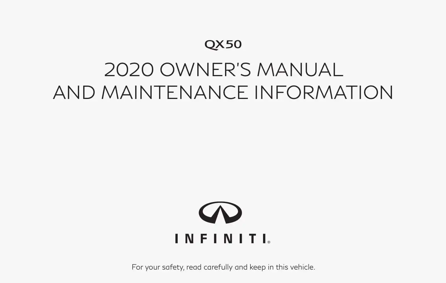 Infiniti QX50 2020 MY. Owner&#39;s Manual