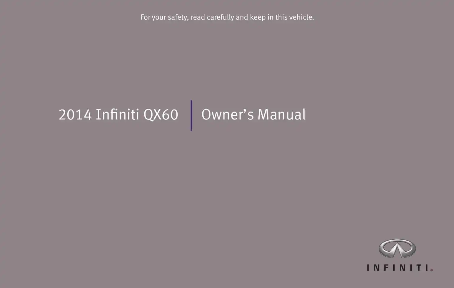Infiniti QX60 2014 MY. Owner&#39;s Manual