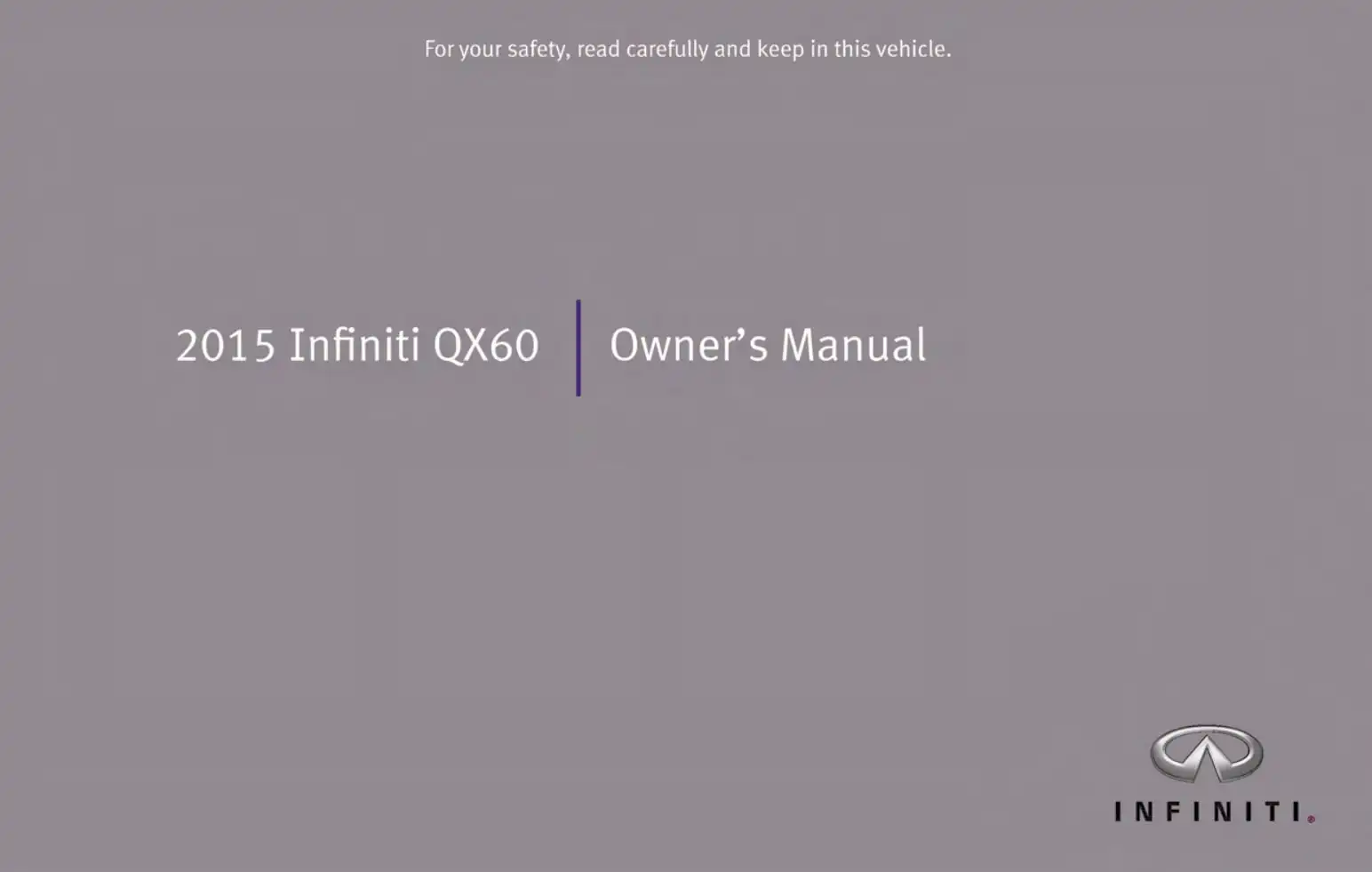 Infiniti QX60 2015 MY. Owner&#39;s Manual