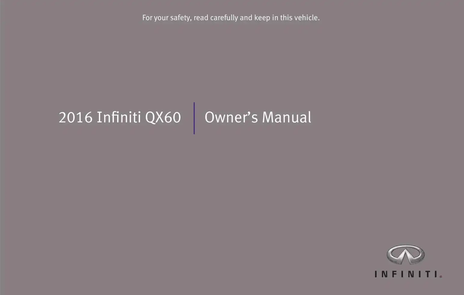 Infiniti QX60 2016 MY. Owner&#39;s Manual