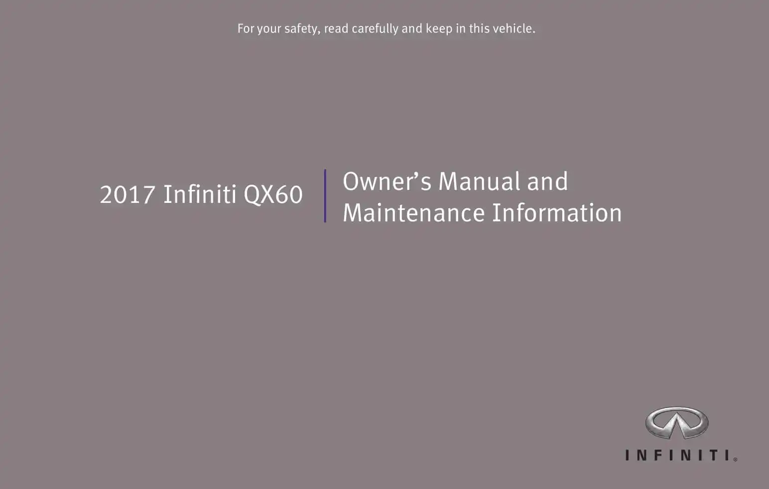 Infiniti QX60 2017 MY. Owner&#39;s Manual