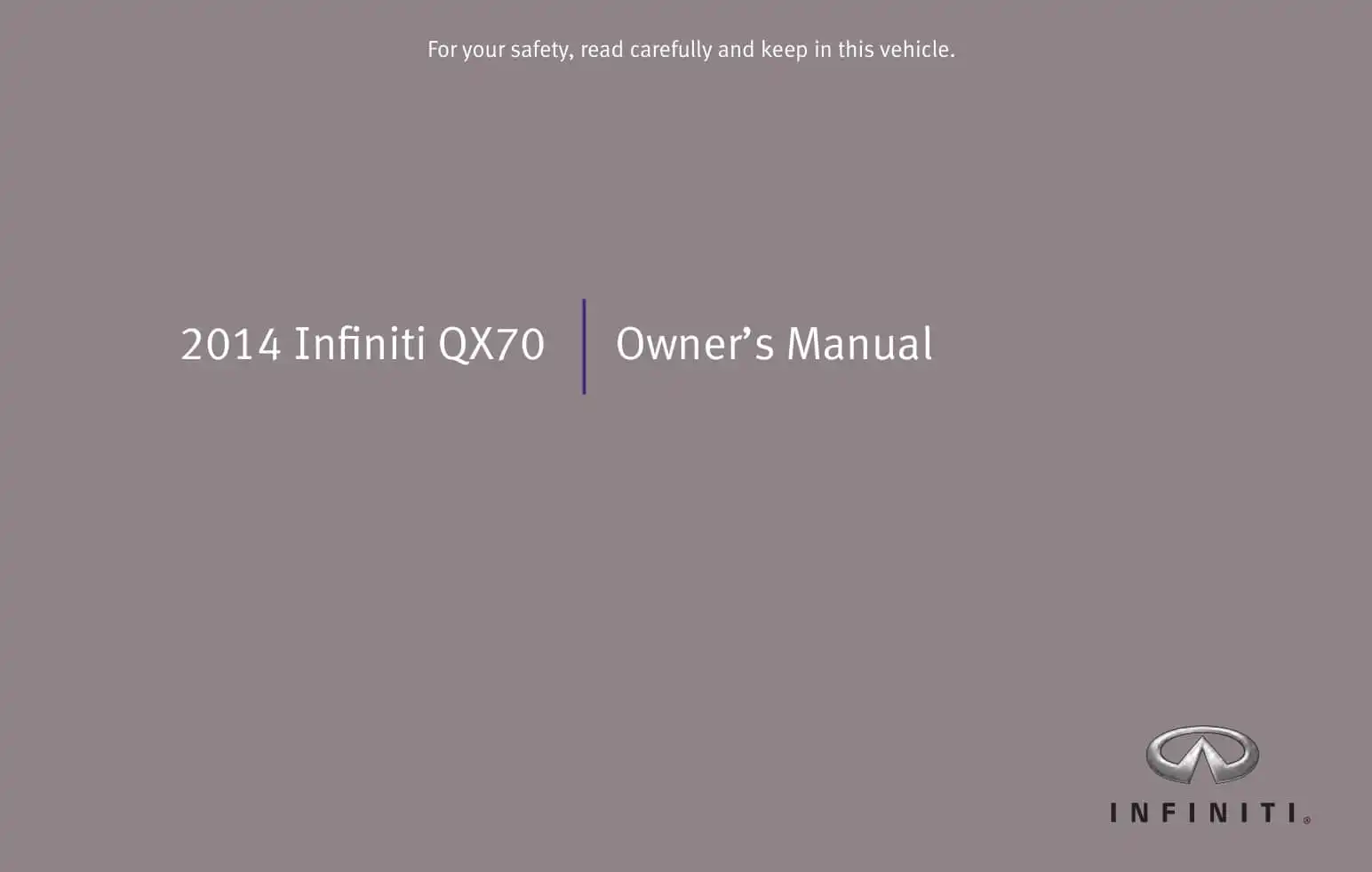 Infiniti QX70 2014 MY. Owner&#39;s Manual