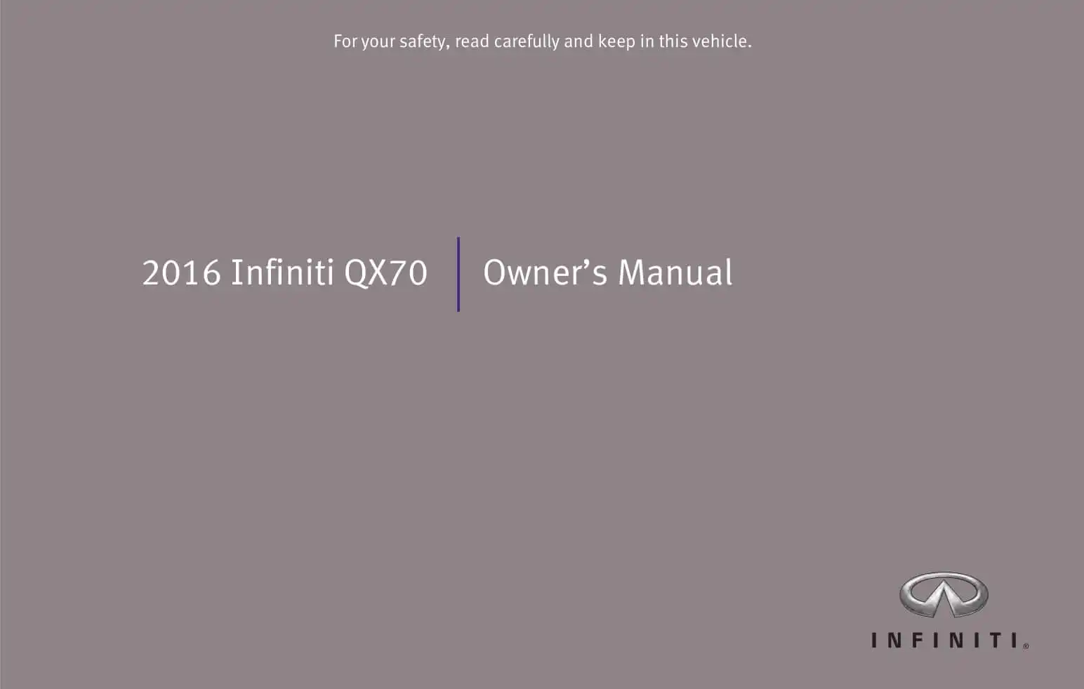 Infiniti QX70 2016 MY. Owner&#39;s Manual