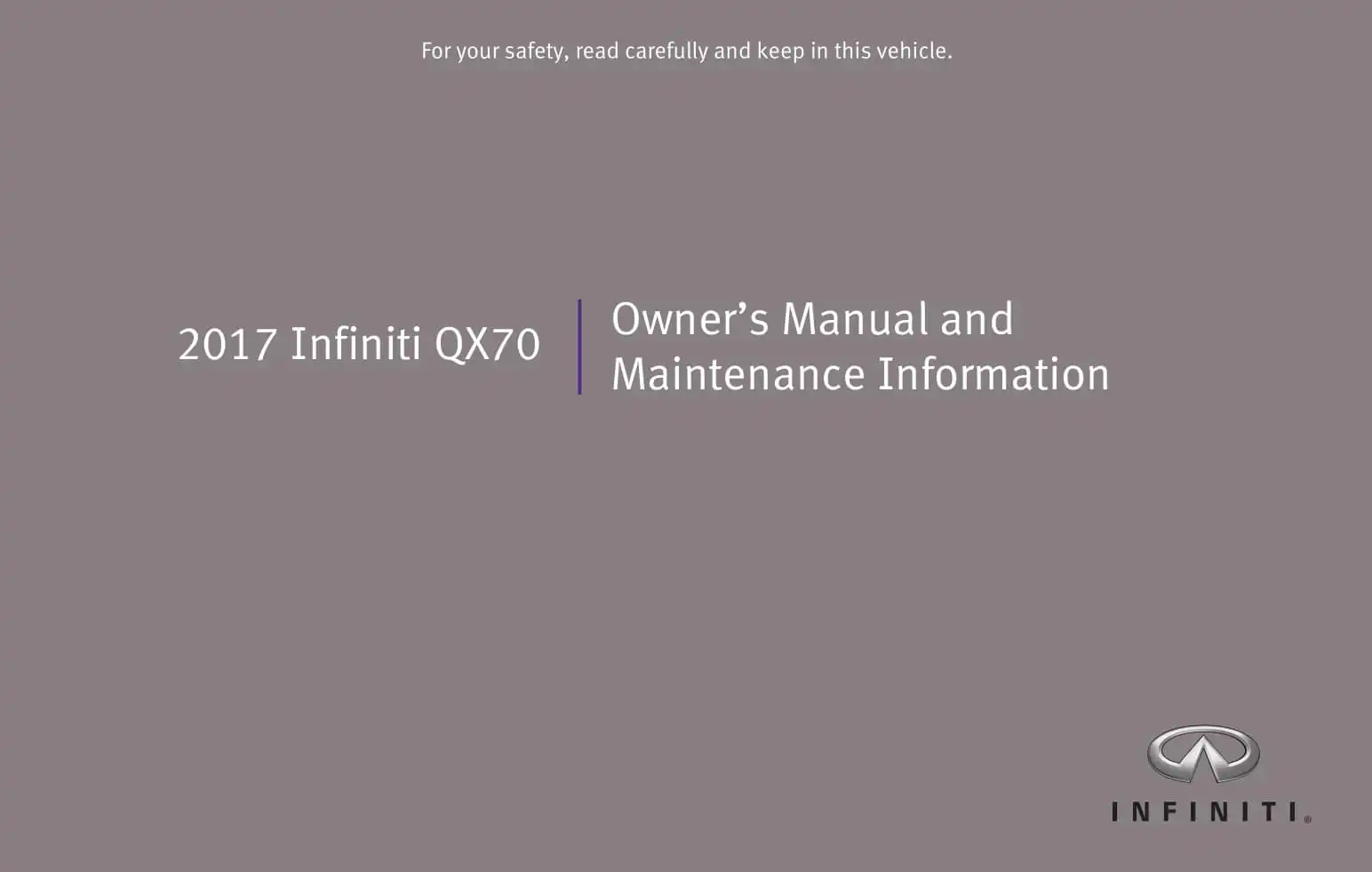 Infiniti QX70 2017 MY. Owner&#39;s Manual