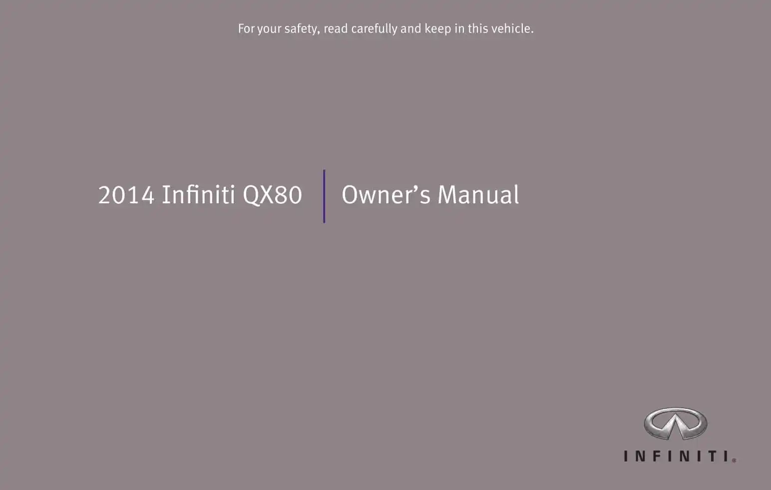 Infiniti QX80 2014 MY. Owner&#39;s Manual