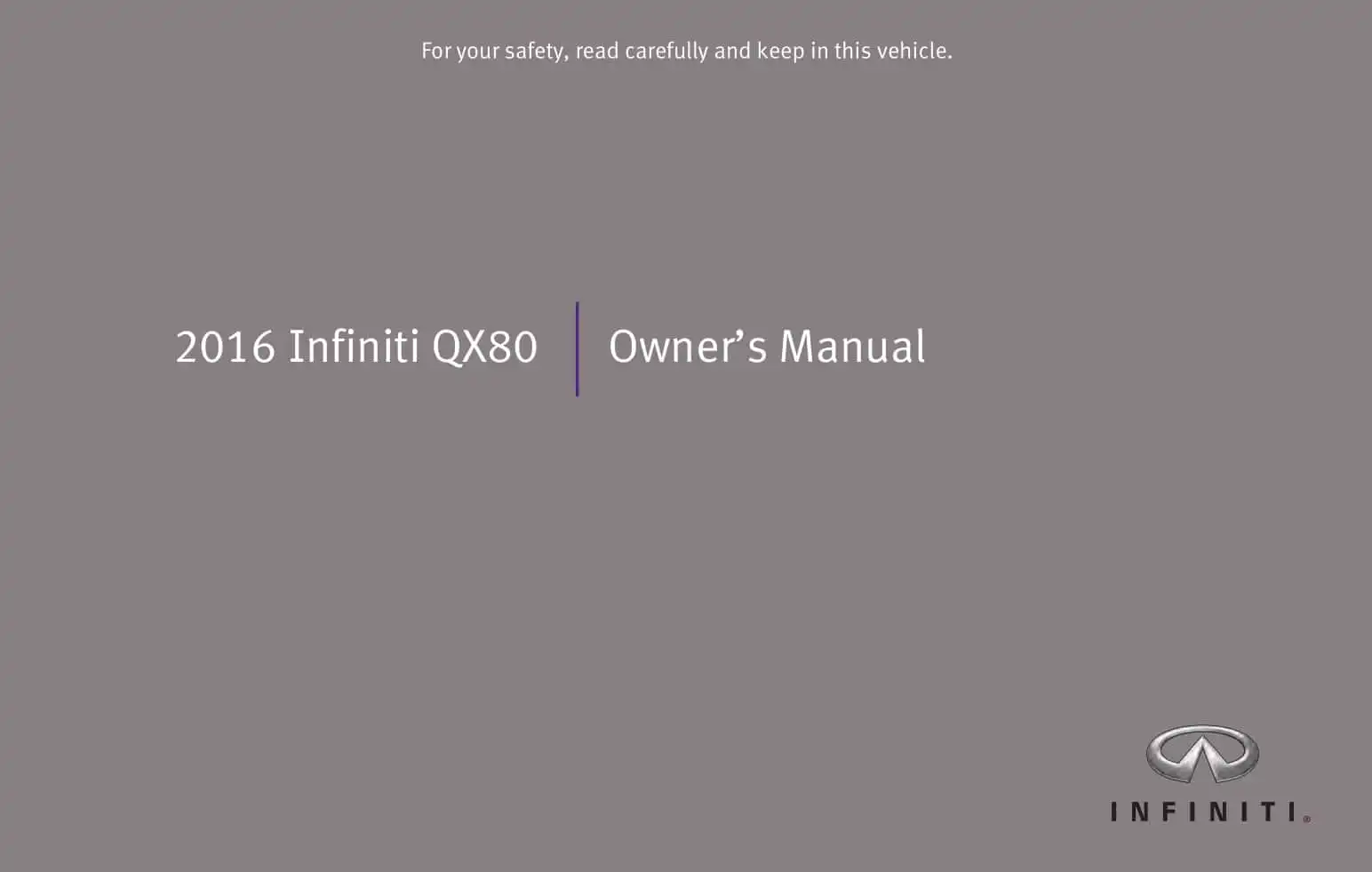 Infiniti QX80 2016 MY. Owner&#39;s Manual