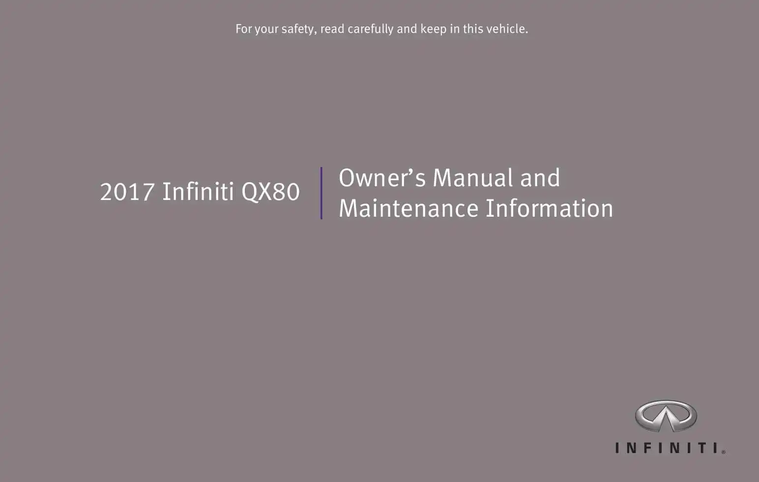 Infiniti QX80 2017 MY. Owner&#39;s Manual