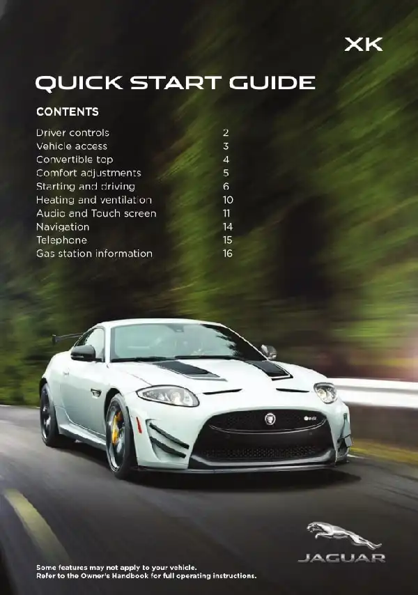 Jaguar XK. Owner&#39;s Manual