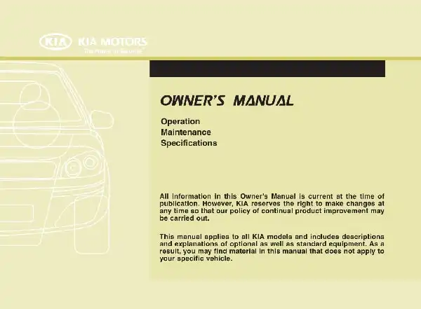 KIA Cadenza 2011 MY. Owner&#39;s Manual
