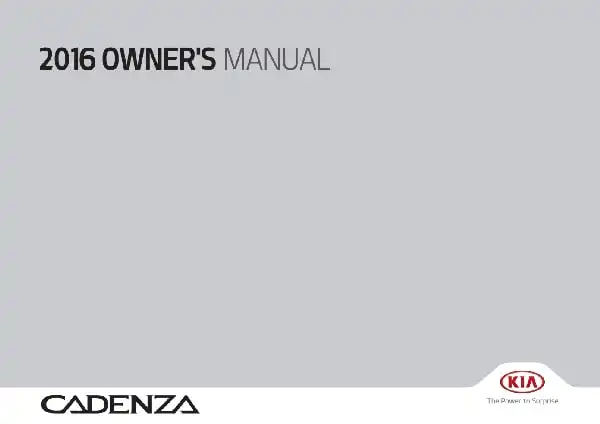 KIA Cadenza 2016 MY. Owner&#39;s Manual