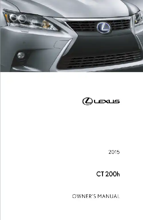 Lexus CT200h 2015 MY. Owner&#39;s Manual