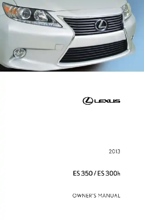Lexus ES300h 2013 MY. Owner&#39;s Manual