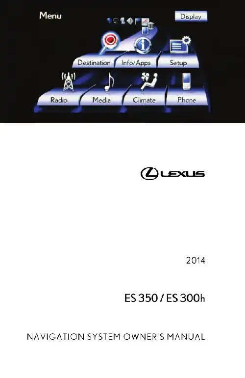 Lexus ES300h 2014 MY. Navigation Manual