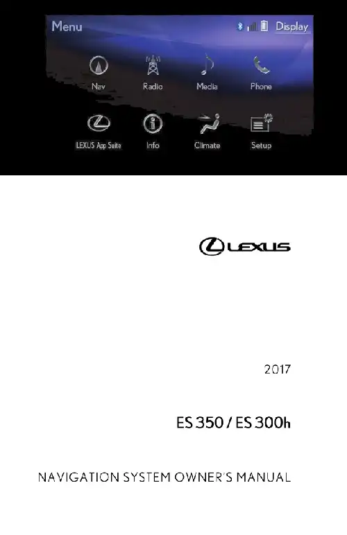 Lexus ES300h 2017 MY. Navigation Manual