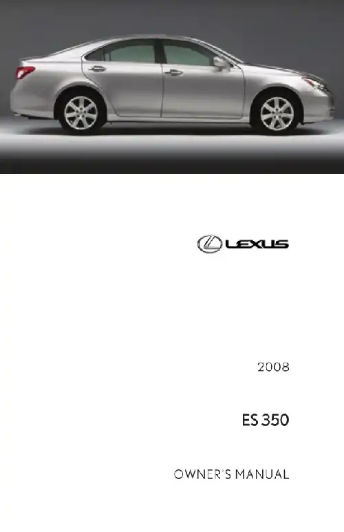Lexus ES350 2008 MY. Owner&#39;s Manual