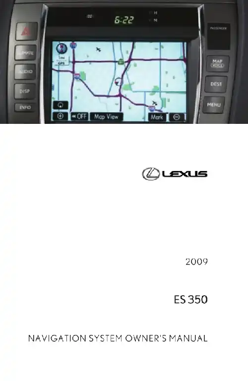 Lexus ES350 2009 MY. Navigation Manual