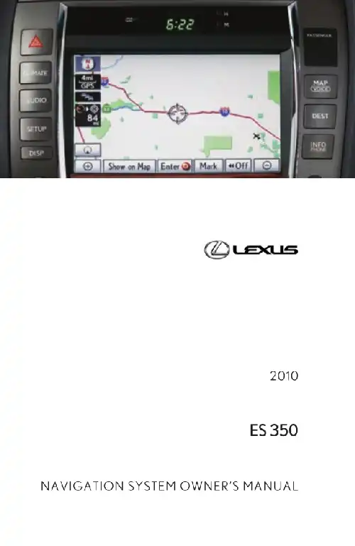 Lexus ES350 2010 MY. Navigation Manual