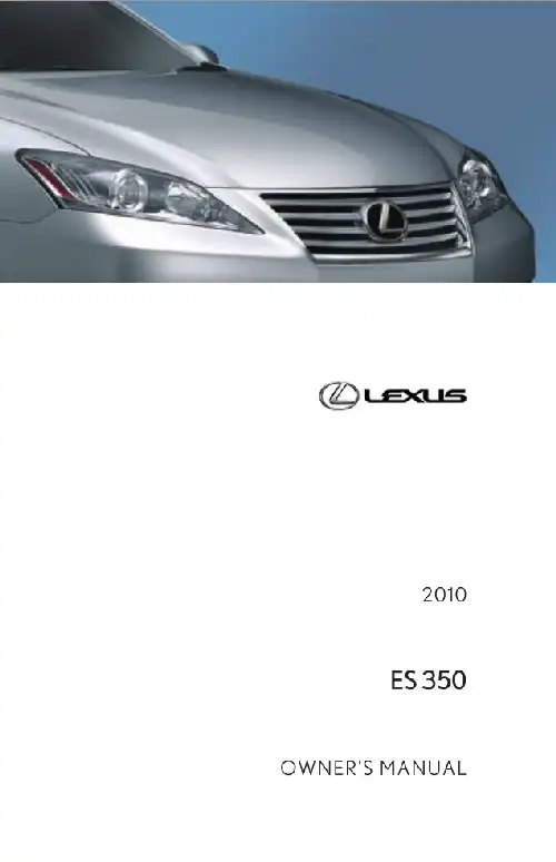 Lexus ES350 2010 MY. Owner&#39;s Manual