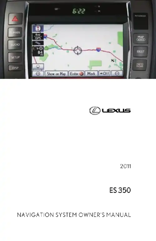 Lexus ES350 2011 MY. Navigation Manual