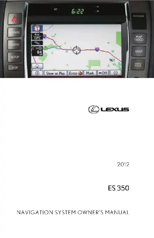 Lexus ES350 2012 MY. Navigation Manual