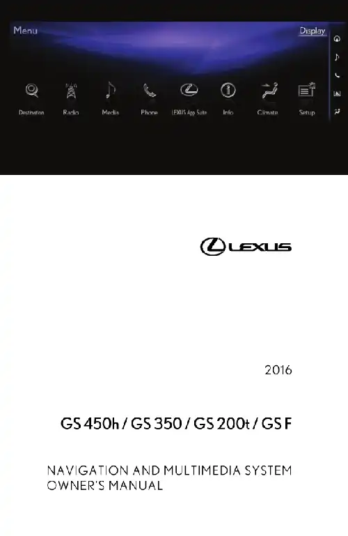 Lexus GS F 2016 MY. Navigation Manual