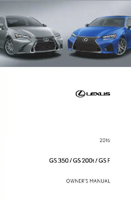 Lexus GS F 2016 MY. Owner&#39;s Manual