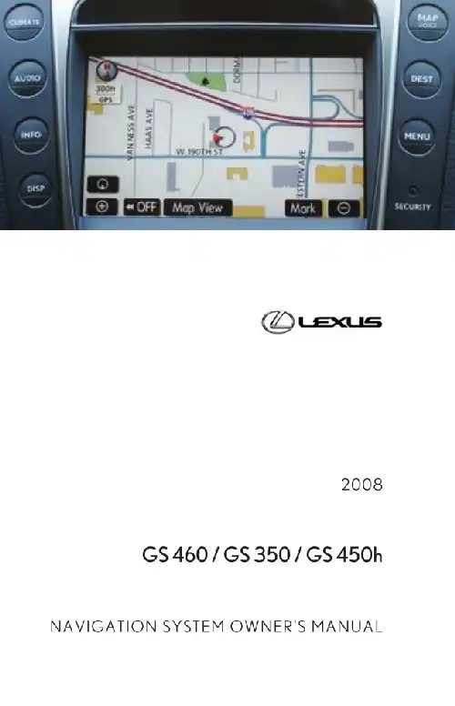 Lexus GS350 2008 MY. Navigation Manual